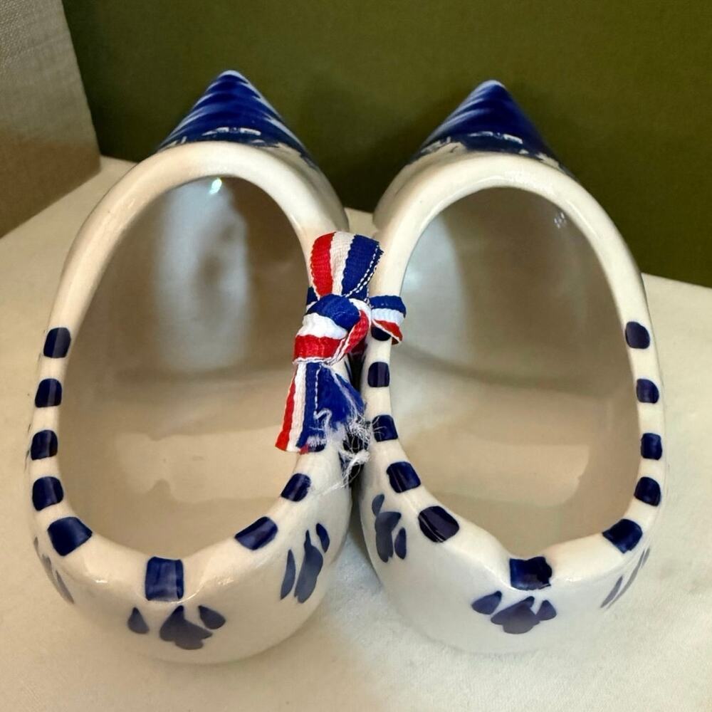 Delft Blue Handpainted Holland Clogs • 6” • Vintage • Crazing - Picture 9 of 13